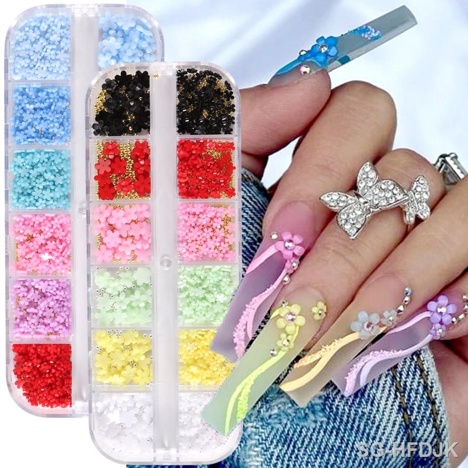 hyfv◑❒✼  Grid Acrylic Parts Mixed Size Steel Beads Charms Art Design Manicure Accessories BES02