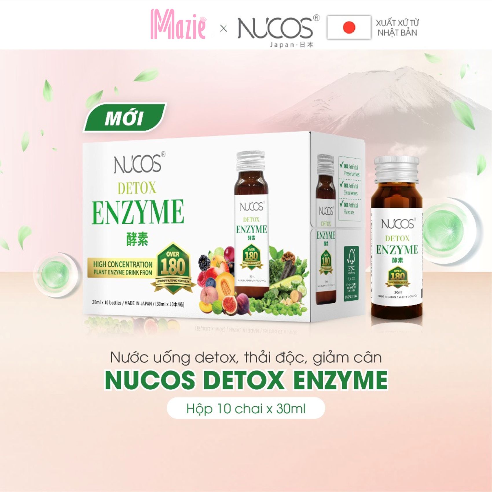 Detox thải độc cải thiện vóc dáng Nucos Detox Enzyme 30ml x 10 chai