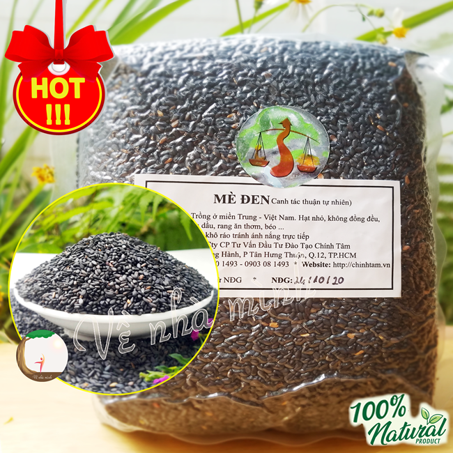 MÈ ĐEN THUẦN CHỦNG HỮU CƠ TỰ NHIÊN 100% 300g-500g ( Hạt vừng đen sống ) dùng nấu chè, làm bánh & sữa, muối mè, bơ... ( organic black sesame seeds )