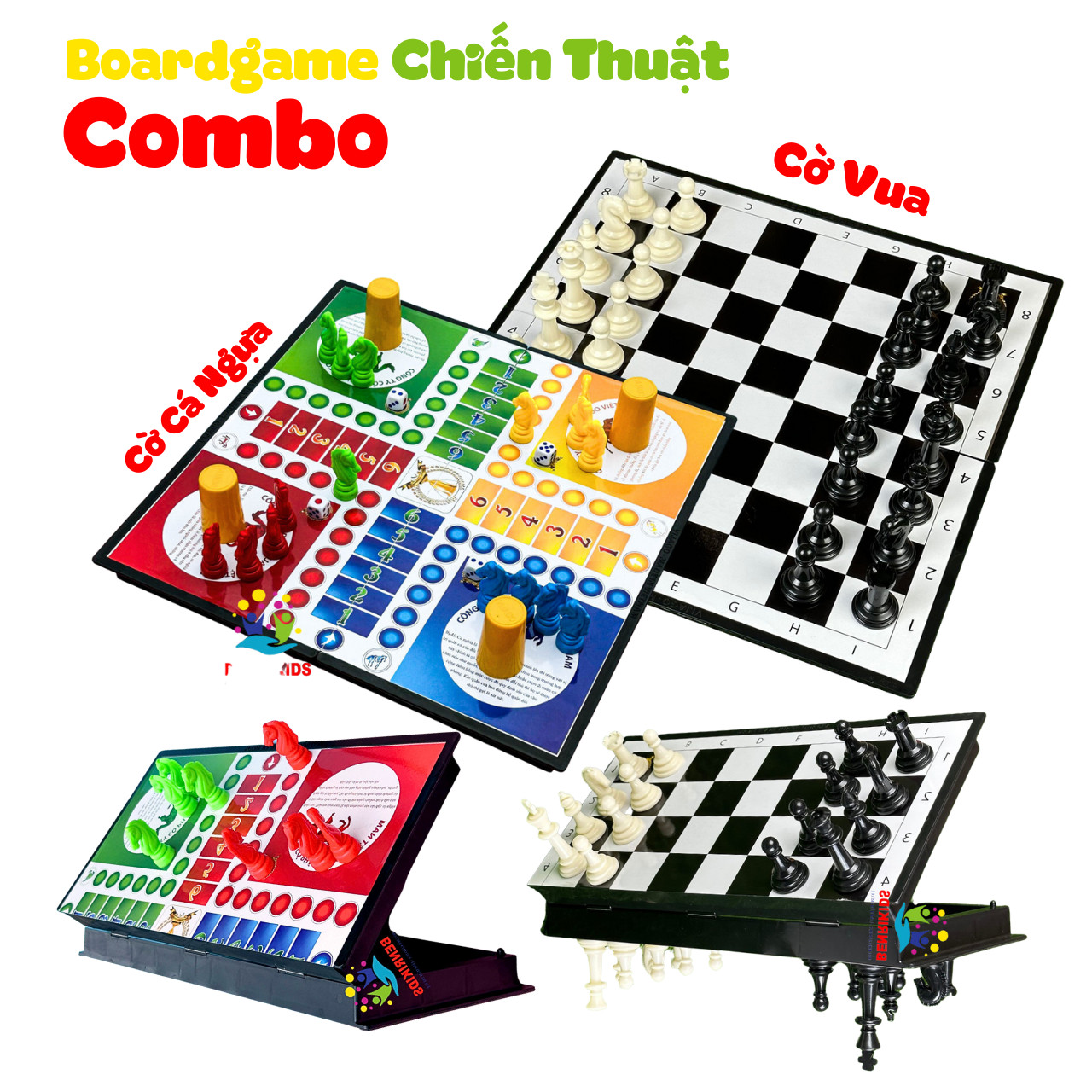 Combo cờ vua quốc tế nam châm và cờ cá ngựa nam châm board game tư duy chiến thuật cho trẻ em