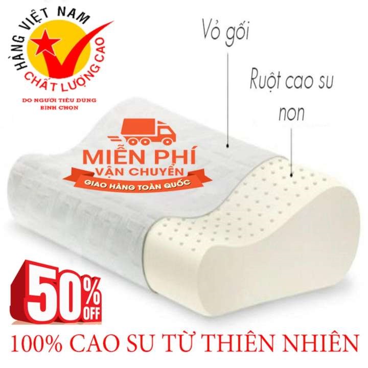 Gối ngủ chống ngáy Hiệu Quả Bảo Hành Chính Hãng Gối Cao Su Non Chăm Sóc Giấc Ngủ 50x30cm - Gối Cao Su Non Cao Cấp Chống Ngáy Dành Cho Người Lớn Giúp Bạn Có 1 Giấc Ngủ Ngon Sau 1 Ngày Dài Mệt Mỏi