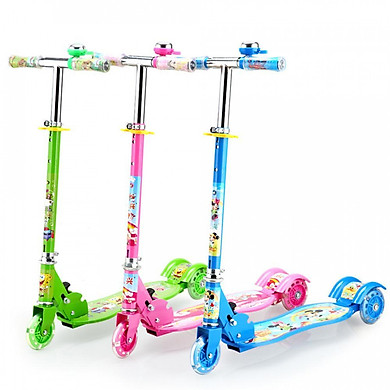 Xe trượt sắt loại đẹp bánh phát sáng - xe trượt scooter (sắt) 3 bánh phát sáng - xe scoter sắt lò xo cho bé