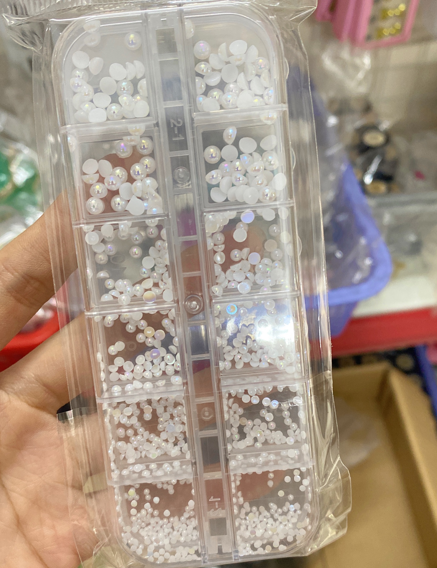 Set ngọc trai nửa 7 màu trang trí móng - sugar nails