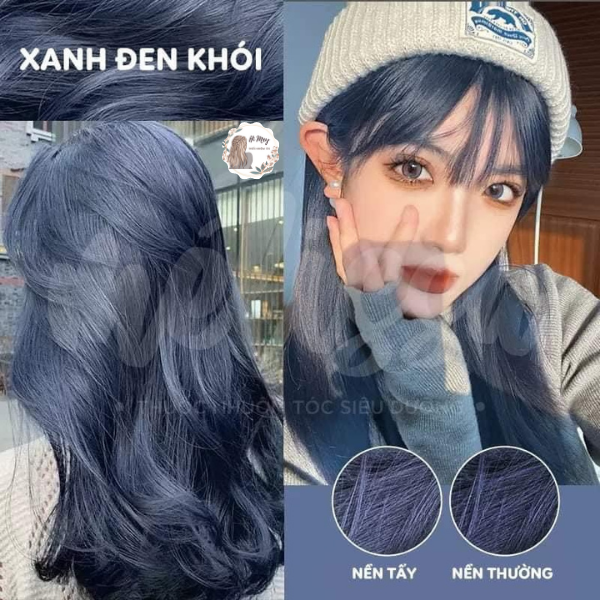 Thuốc Nhuộm Tóc Xanh Đen Khói Không Cần Tẩy