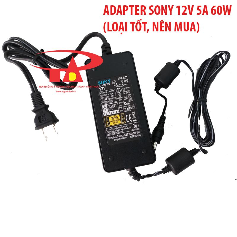 Adapter 12V 5A SONY (NÊN MUA, LOẠI TỐT, GIÁ RẺ) chất lượng, đủ ampe dùng cấp nguồn Adaptor DC12V 5A cho các thiết bị điện tử, đèn led, bơm nước mini, máy phun sương, máy massage, màn hình LCD, TV box, board mạch điện tử, tự động hóa