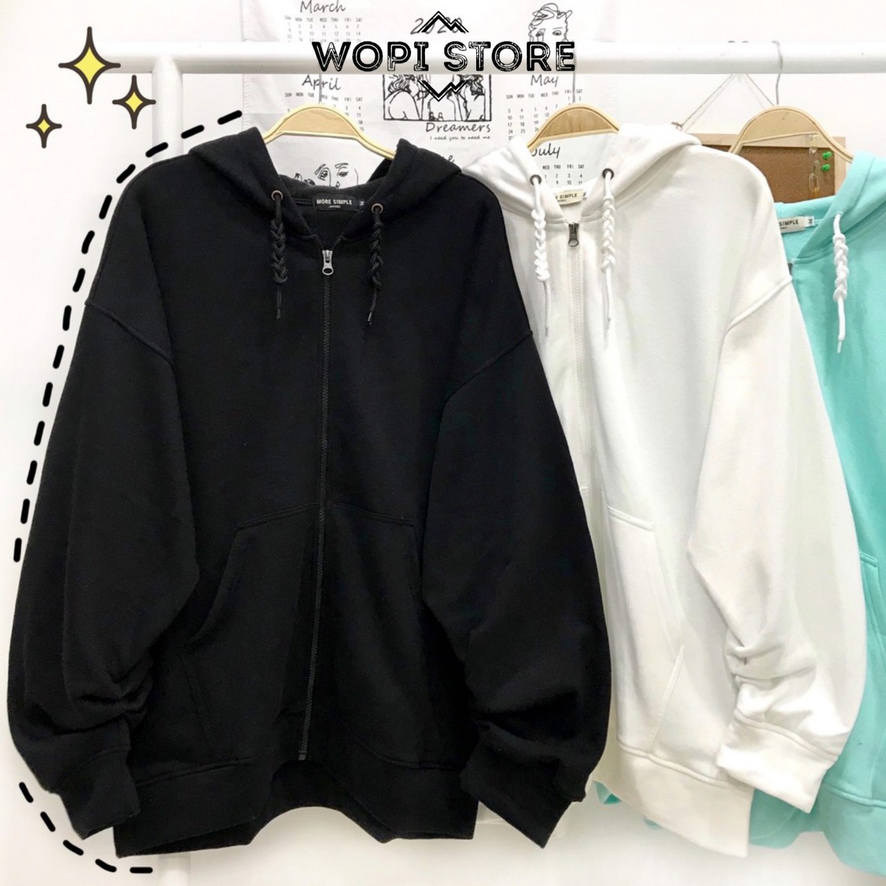 Áo khoác nỉ tay bồng vải nỉ bông form rộng ulzzang