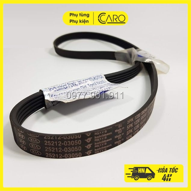 [Hàng chính hãng] Dây đai tổng, Dây Curoa I10 Grand (Kappa 1.2, 14-20, dây không tăng) (Mã: 2521203050 - 5PK1230)