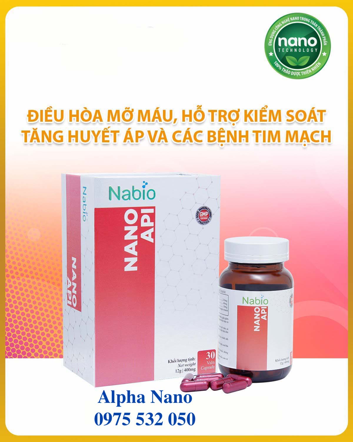 Nano api – hỗ trợ giảm biểu hiện và hỗ trợ giảm nguy cơ tăng huyết áp