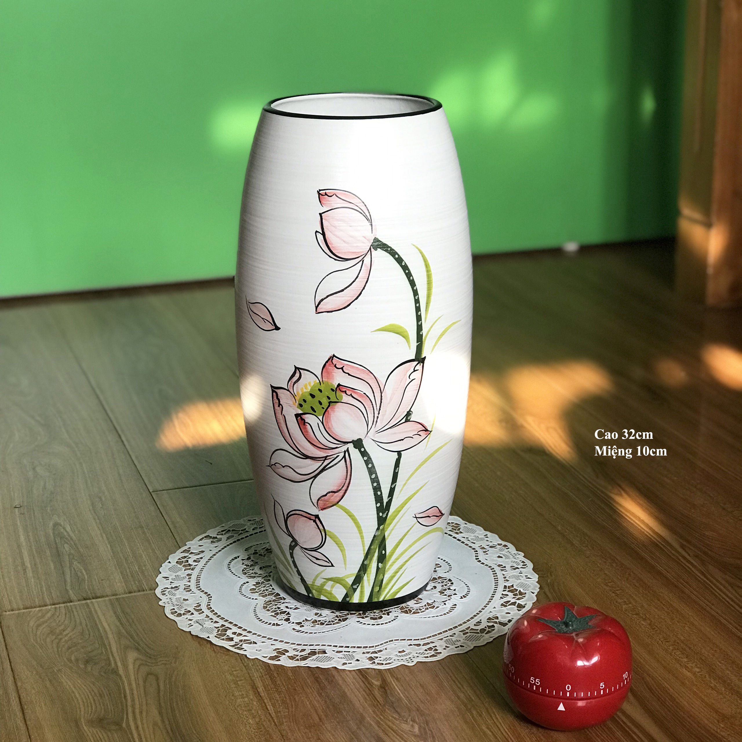 Bình hoa men mát men lạnh bát tràng, bình gốm lọ gốm bát tràng gqa1254