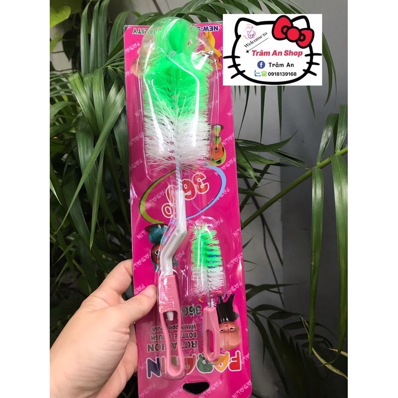 Bộ cọ rửa bình sữa cho bé có 2 chi tiết xoay 360 độ
