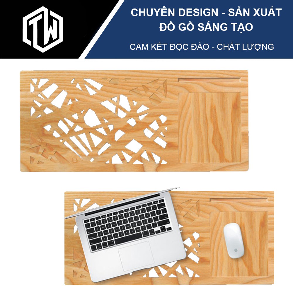 Bàn gỗ kê Laptop / Macbook LS01 tản nhiệt, đa chức năng cao cấp