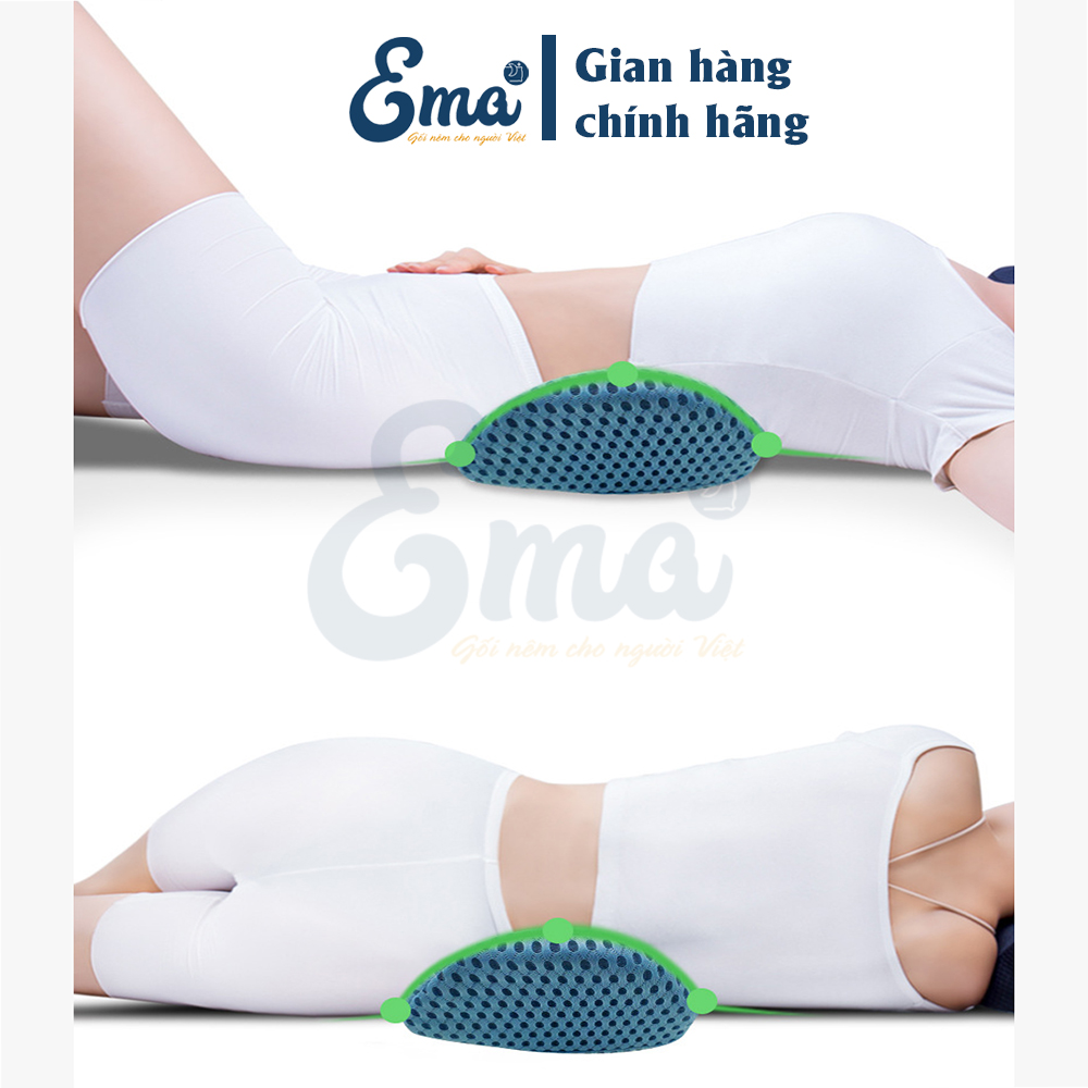 Gối kê lưng thoát vị đĩa đệm Ema - Giảm tê mỏi, đau nhức vùng hông và lưng - Ruột cao su non cao cấp
