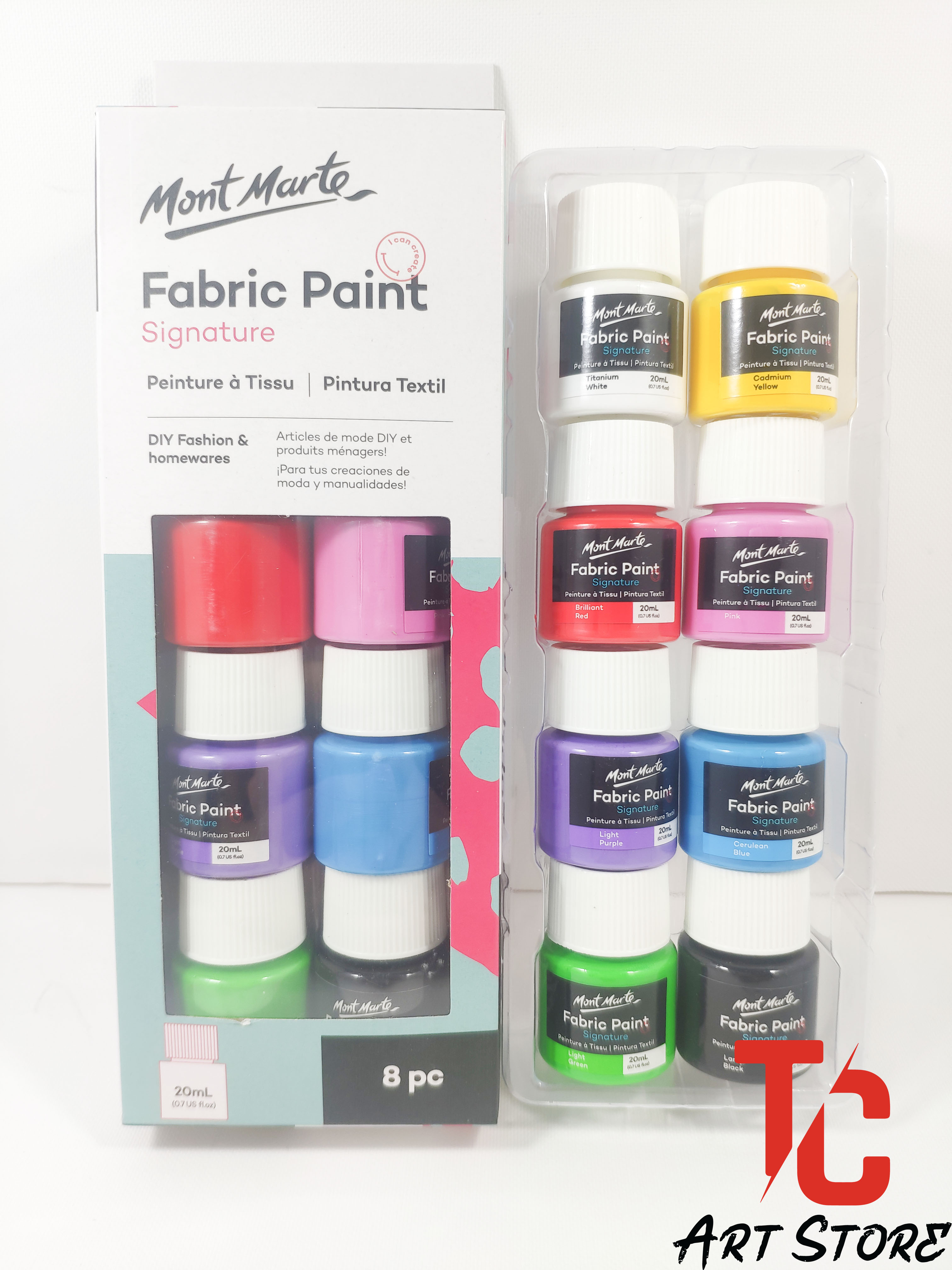 Màu vẽ vải Mont Marte bộ 8màu x 20ml Fabric Paint