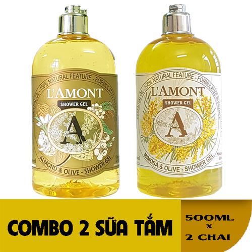 2 chai Sữa Tắm LAmont En Provence Hương Hạnh nhân và Hương Hoa Mimosa 500ml/chai