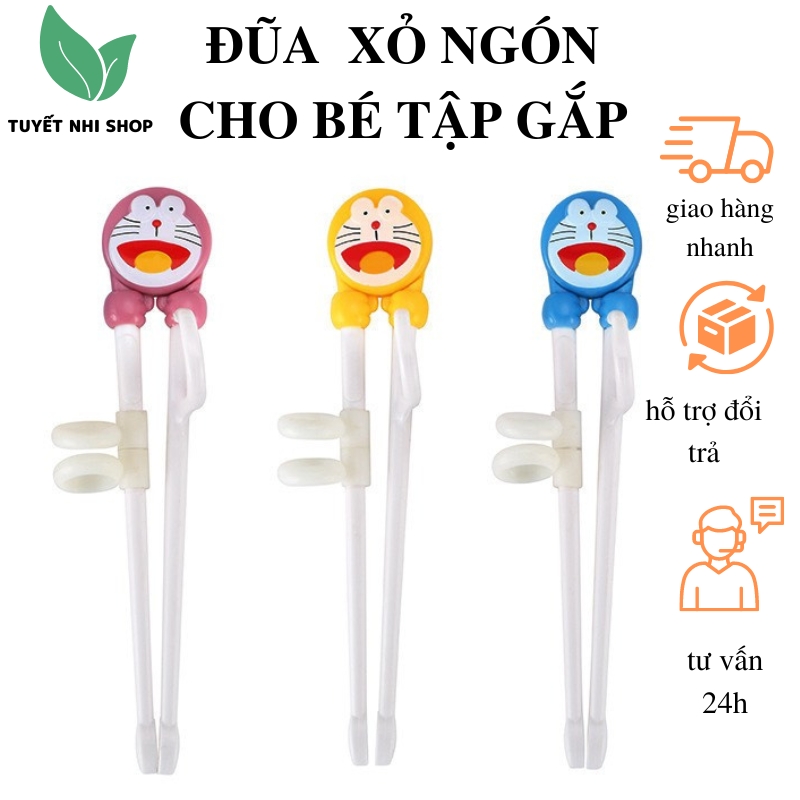 Đũa xỏ ngón cho bé tập gắp hình doremon xinh xắn