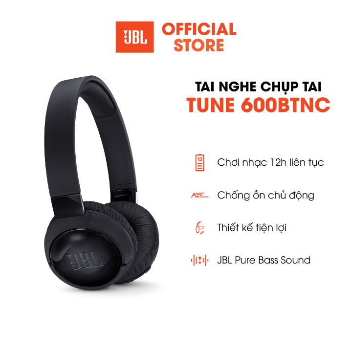Tai nghe bluetooth chống ồn jbl t600btnc pin 30h + tặng áo thun jbl