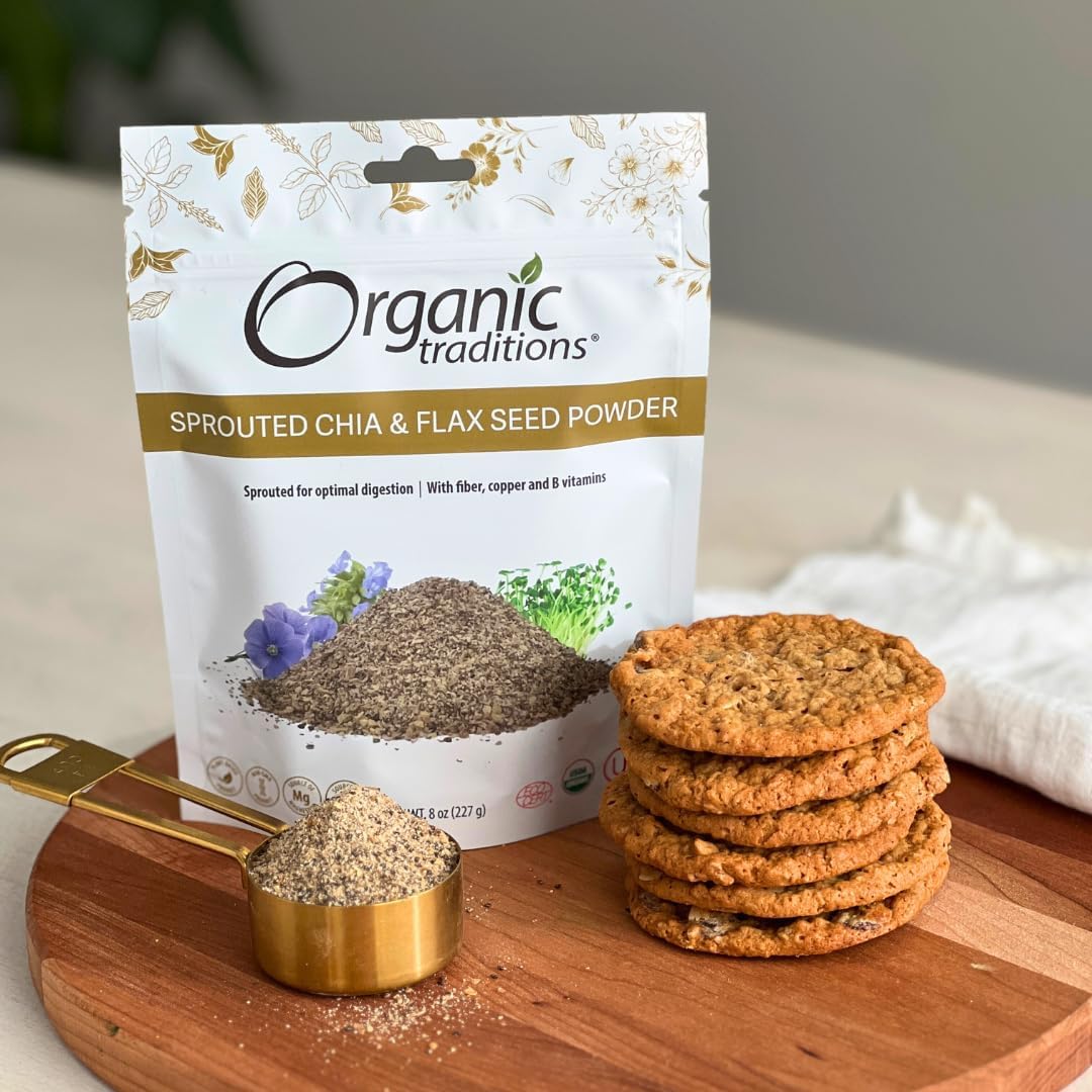 Bột hạt chia và lanh nảy mầm hữu cơ - Organic Traditions - 227g