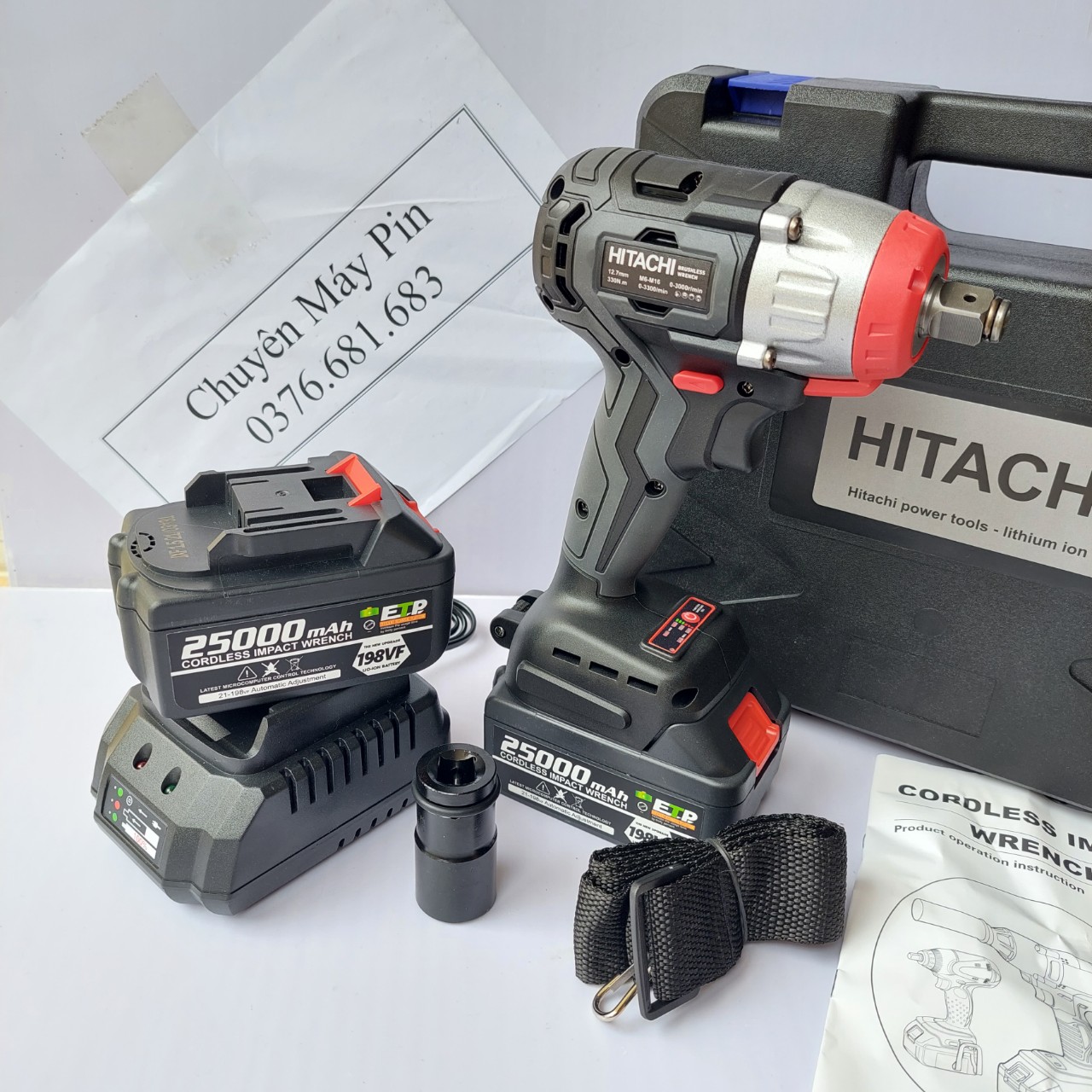 Máy siết bulong hitachi 198v 3 đèn led