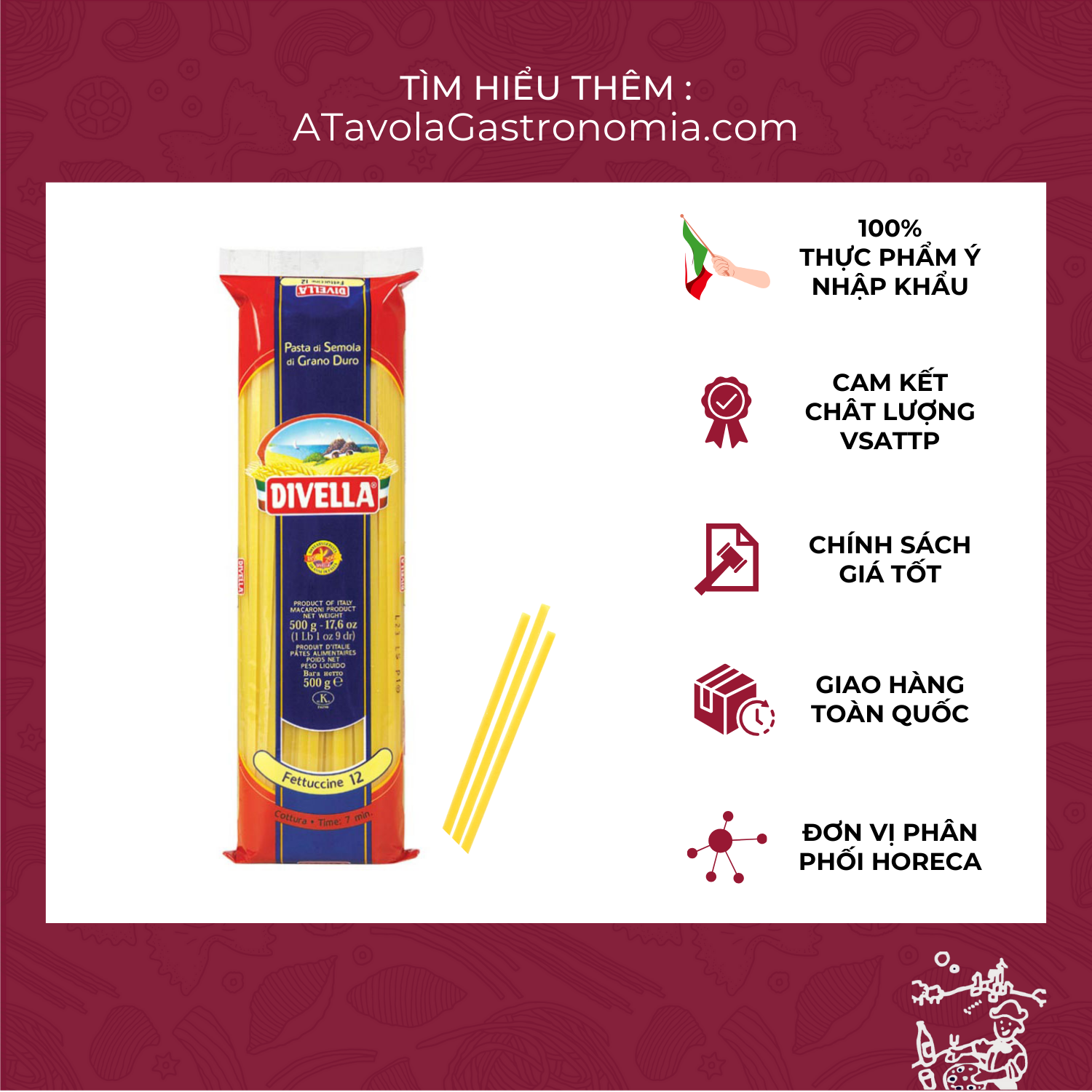 Mì ý fettuccine divella gói 500g