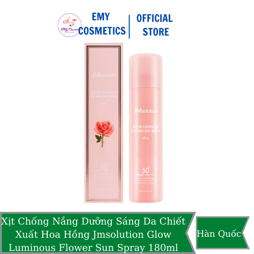 [HCM] Lazada Xịt Chống Nắng Dưỡng Sáng Da Chiết Xuất Hoa Hồng Jmsolution Glow Luminous Flower Sun Spray Hàn Quốc (Chai 180ml)
