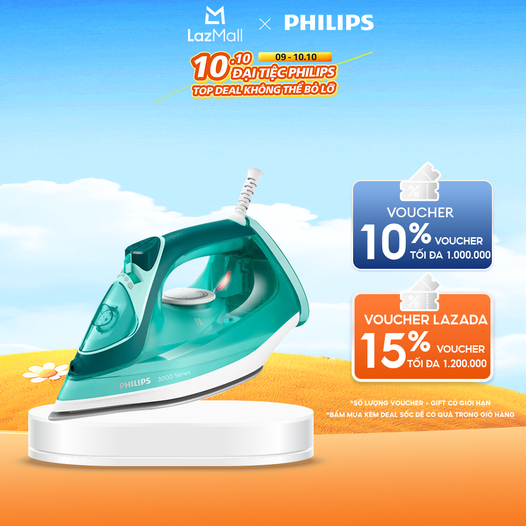 Bàn Ủi Hơi Nước Philips DST3030/70-Công Suất 2400W-Hơi Phun Mạnh Mẽ Ủi Phẳng Mọi Nếp Nhăn-Hàng Phân Phối Chính Hãng
