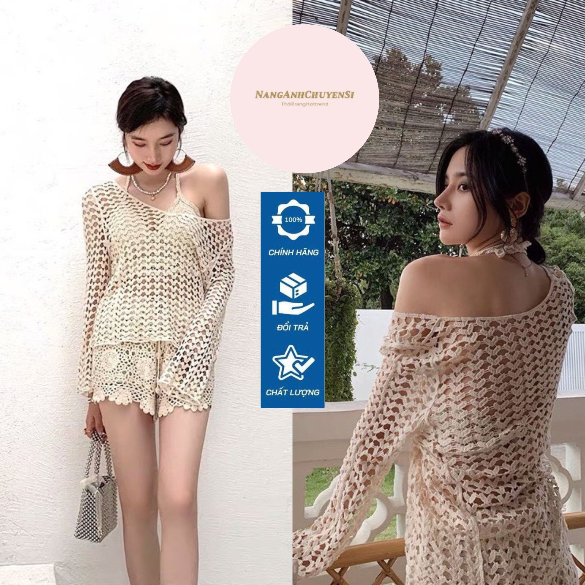 Bikini len móc đi biển 3 món có bán rời đồ bơi đồ đi biển kín đáo
