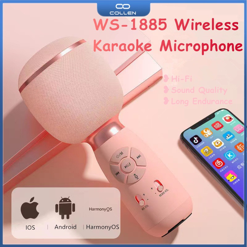 Mic Hát Karaoke Bluetooth Không Dây 3IN1 WSTER WS-1885 ( Nhiều Màu ) Mẫu Mới, Mic Cầm Tay Không Dây Kèm Loa Hát Cực Hay Công Nghệ Lọc Bỏ Tạp Âm,Cực Đã Khả Năng Bắt Và Hút âm Tốt Chống hú.