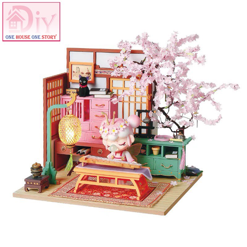 Mô hình nhà búp bê lắp ráp bằng gỗ diy sakura pavilion - robotime - quà tặng sinh nhật giáng sinh tự làm bằng gỗ
