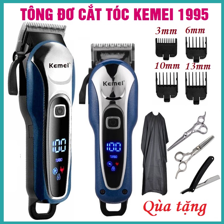 [Tặng 2 kéo+ áo choàng+ dao cạo] Tông đơ cắt tóc Kemei 1995 loại tốt, Tăng Đơ Hớt Tóc không dây cao cấp- Bộ máy cắt tóc cho bé, người lớn, trẻ em, gia đình, thú cưng tại nhà chuyên nghiệp, tong do cat toc ,tăng đơ cắt tóc