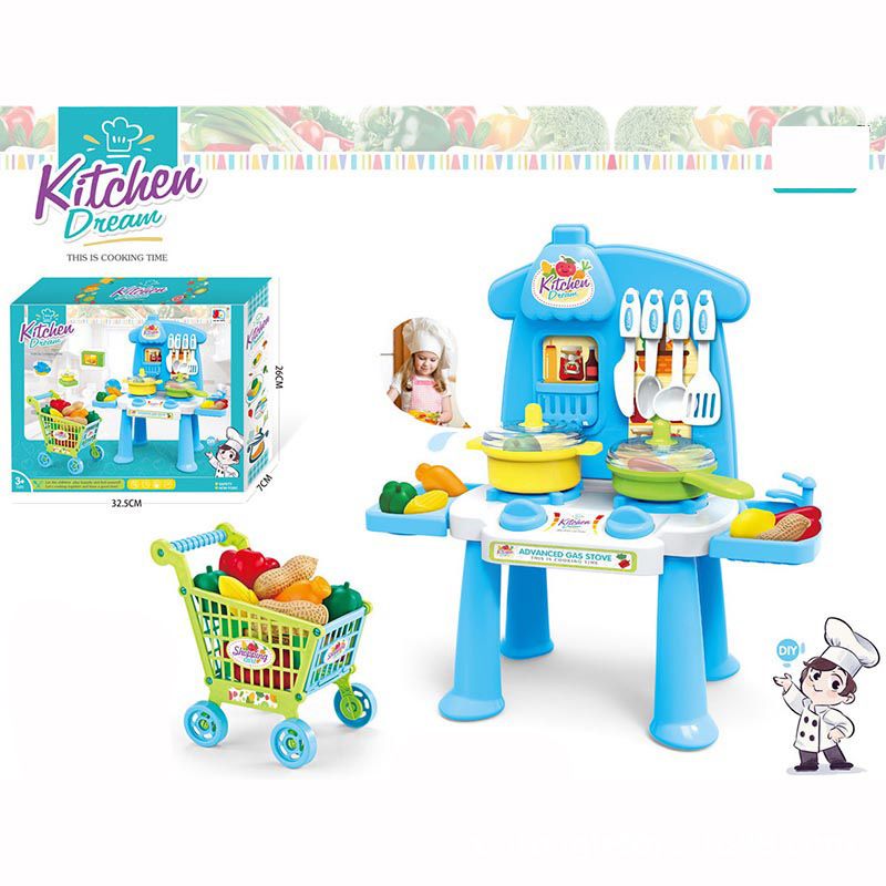"bộ đồ chơi nhà bếp cao cấp mini kitchen có âm thanh ánh sáng và đủ món đồ nhỏ xinh cho việc nấu ăn của bé"