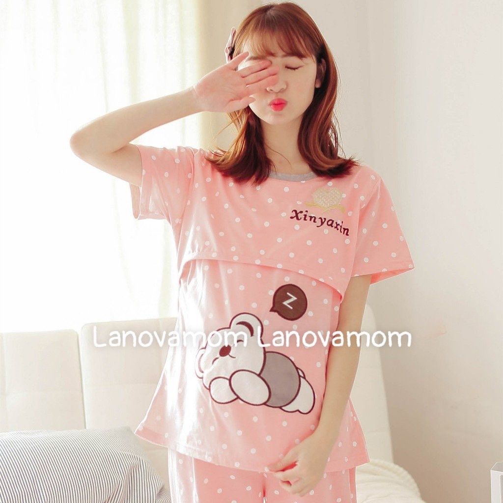 Bộ đồ bầu và sau sinh LỬNG GẤU chất cotton nhiều màu sắc