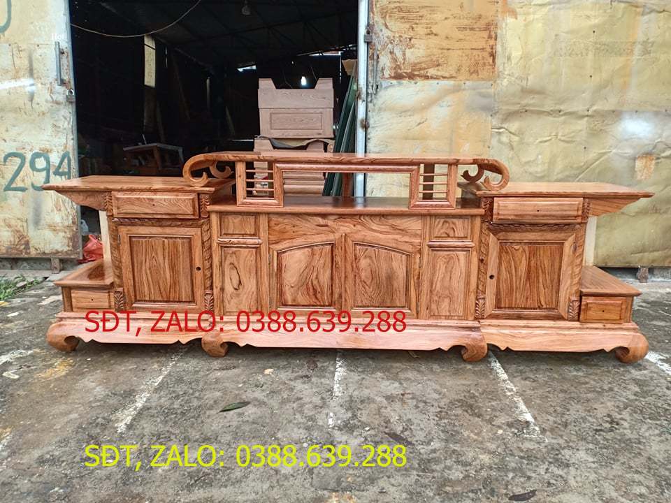 Kệ tivi gỗ hương đá 2m4 .