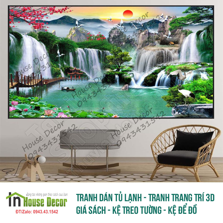 Tranh dán tường 3d Kích thước lớn, decal dán tường 3D, có keo sẵn, bóc dán dễ dàng trên mọi về mặt phẳng Kích thước 120 x 80cm