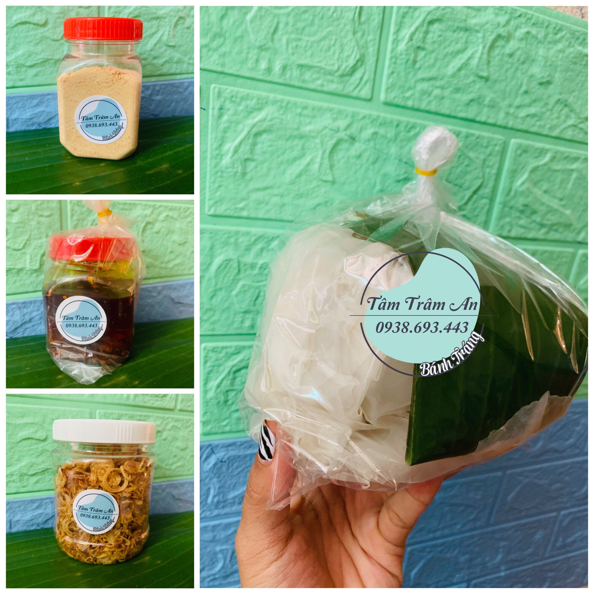 500g bánh rìa phơi sương + 100g hành phi + 100g muối tỏi + 130g sate
