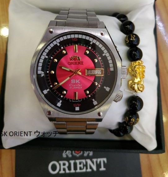 ĐỒNG HỒ PIN QUAZT Nam SK Orient Mặt Lửa JAPAN + VÒNG ĐÁ TÌ HƯU