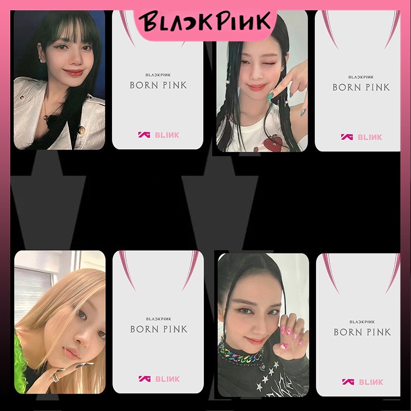 [ PHOTOCARD ] Thẻ Card Bo Góc Thành Viên BLACKPINK - Chủ Đề BORN PINK Bản Trắng Chữ Đỏ - Cán Sần Xịn