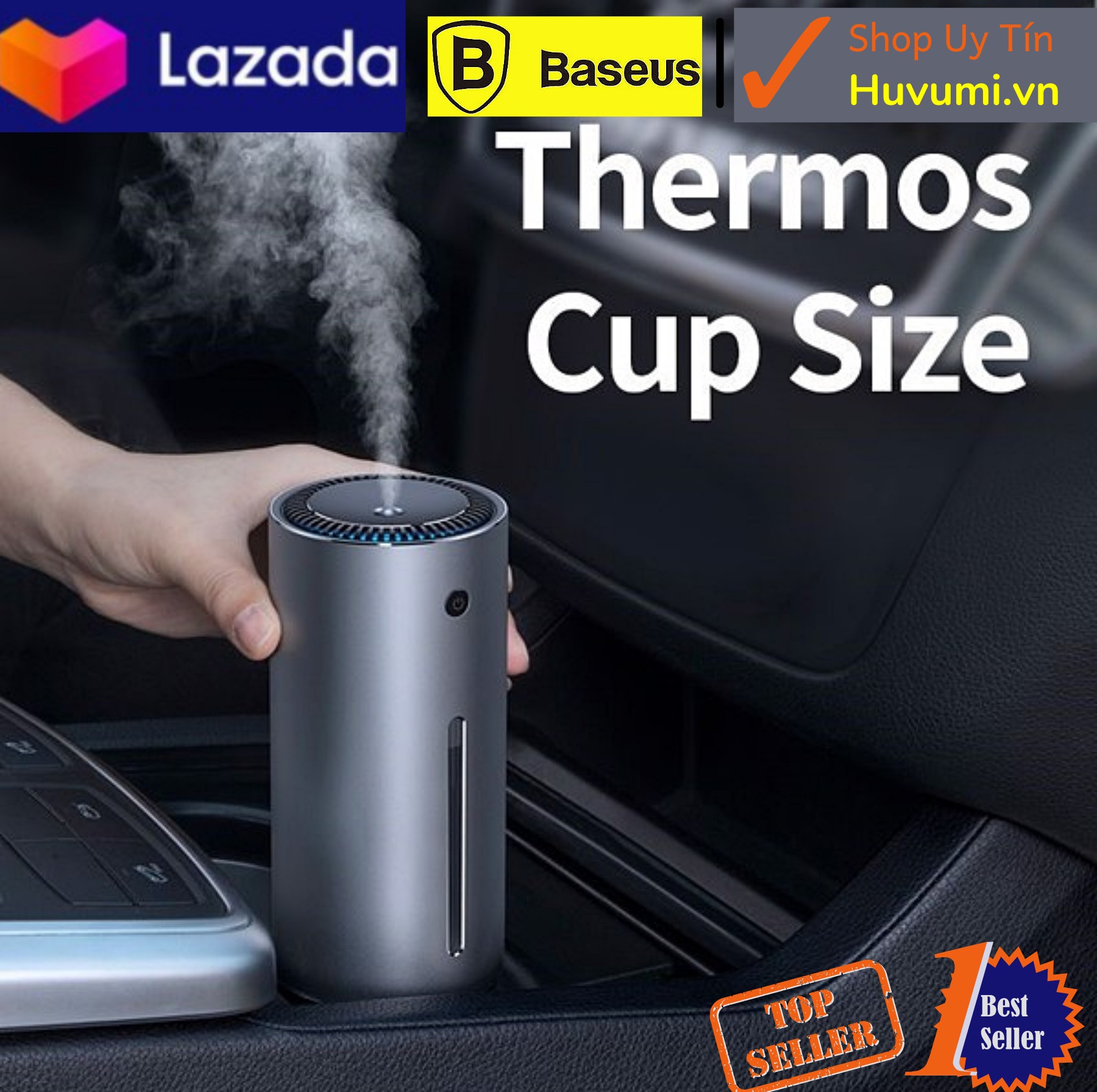 Máy phun sương tạo ẩm chuyên dùng cho xe hơi Baseus Moisturizing Car Humidifier (300ml, Alloy Air Humidifier Aroma) LV696