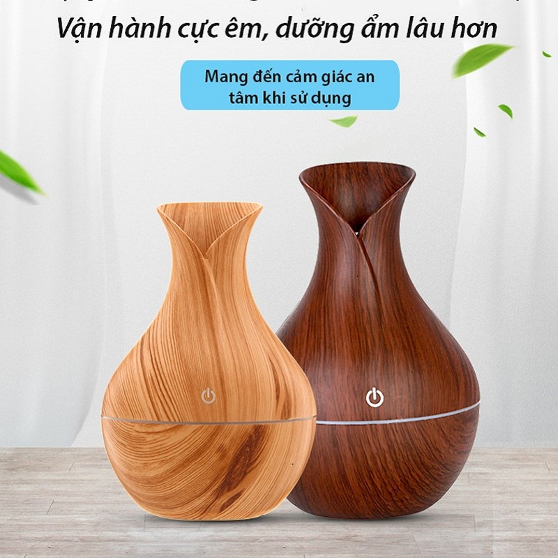 Máy xông tinh dầu vân gỗ cổ cao, máy phun sương, máy khuếch tán tinh dầu đuổi muỗi phòng ngủ