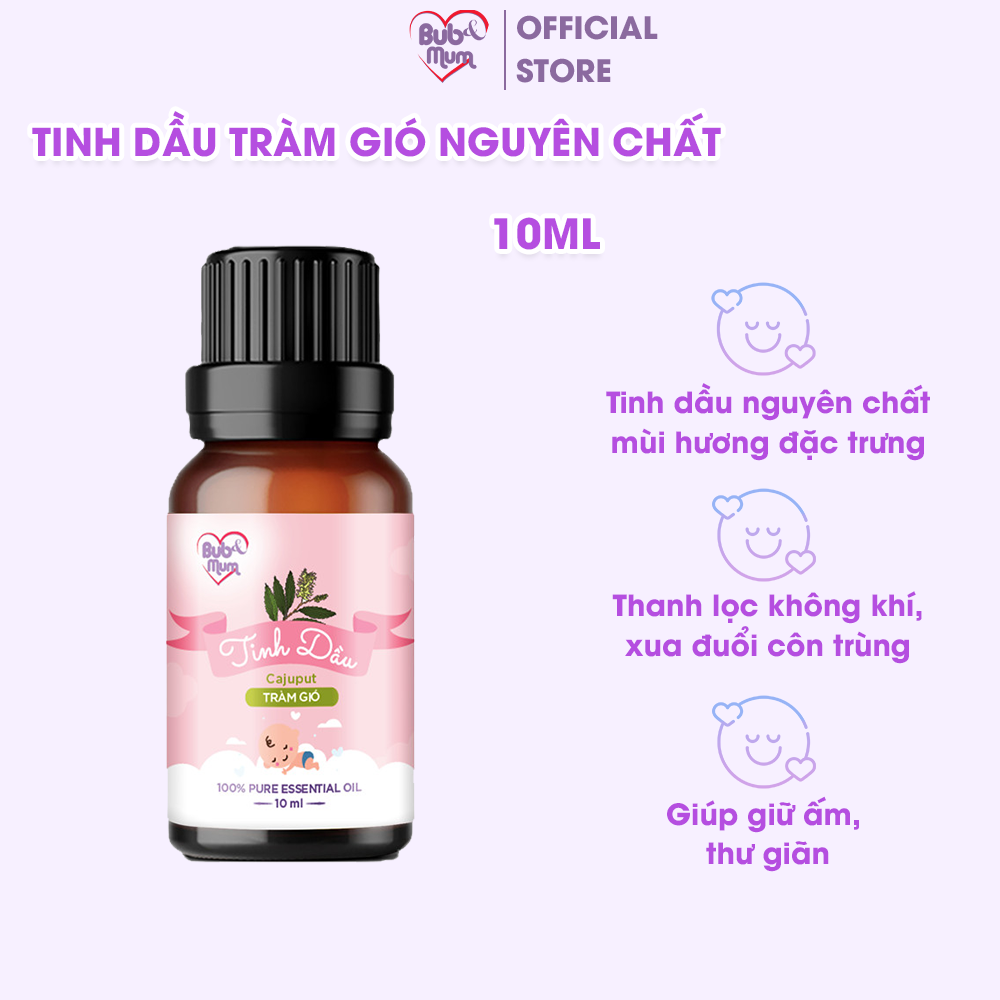 Tinh dầu Tràm Gió nguyên chất 10ml Bub&Mum đuổi muỗi, thơm phòng, giữ ấm cho bé