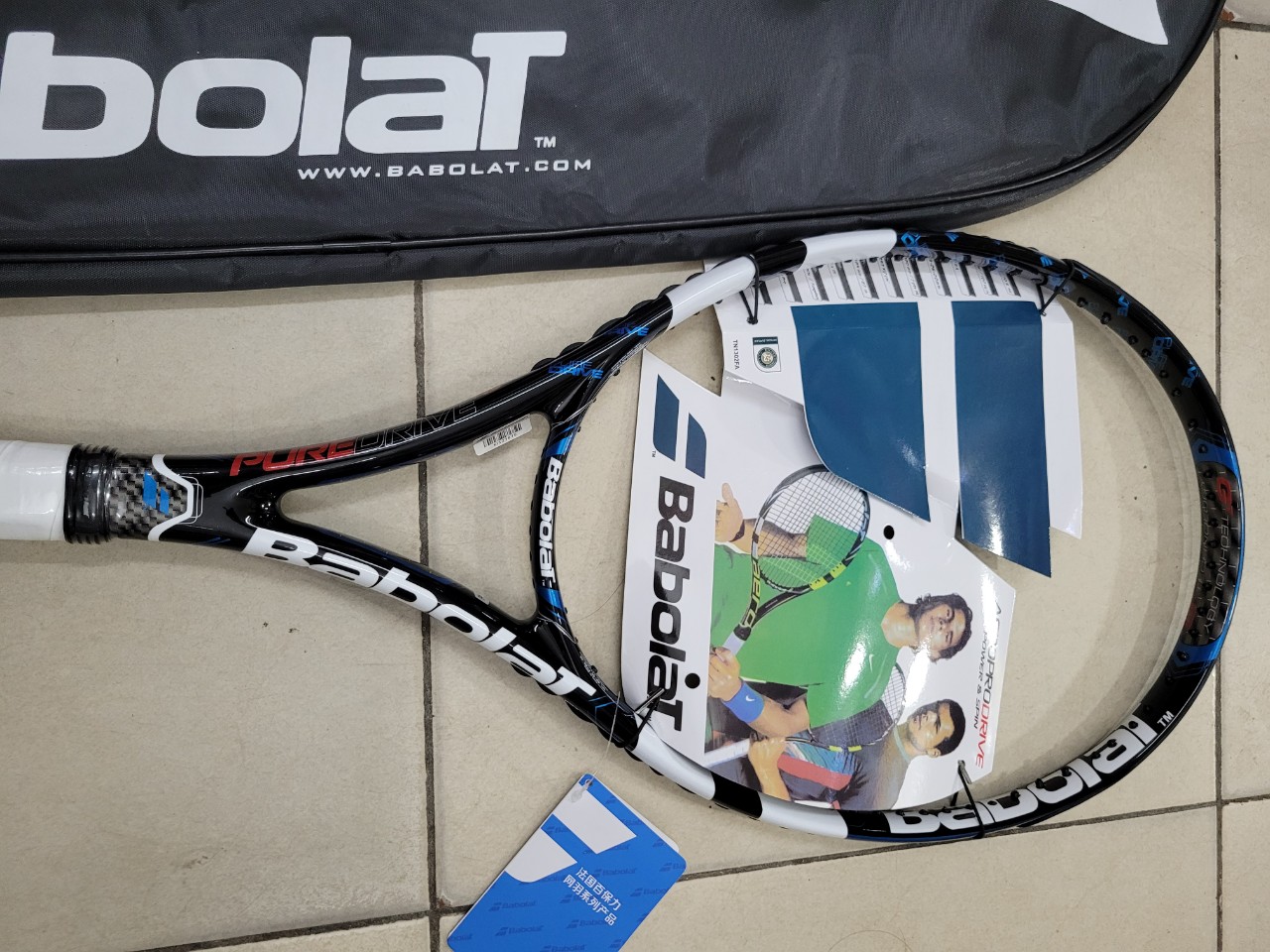 Vợt tennis Babolat 300g- Màu đen - tặng căng cước quấn cán và bao vợt - ảnh thật sản phẩm