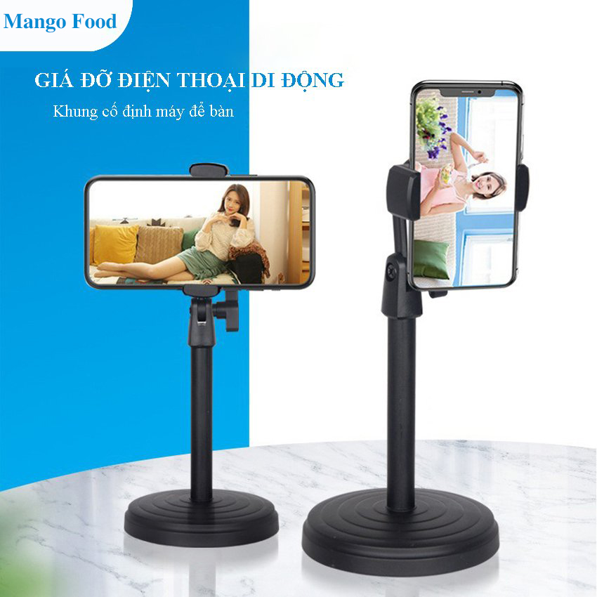 [ HÀNG HOT ] Giá đỡ điện thoại để bàn kẹp điện thoại vô cùng chắc chắn với đế to cừng cáp để livestream học online tiện lợi Mango Food