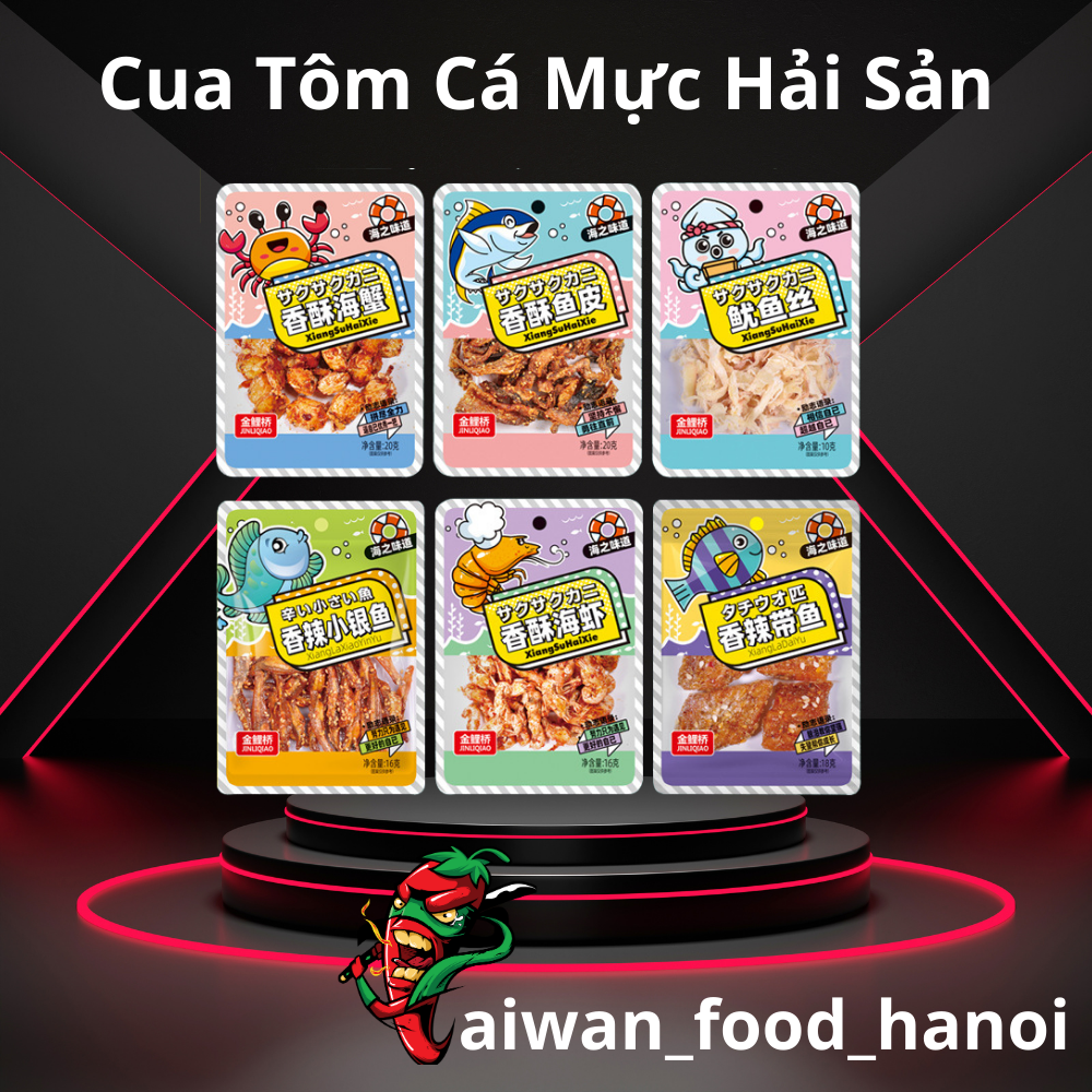 Hải Sản Rang Muối Ớt - Cua Tôm Cá Bề Bề Rang Cay - Ăn Vặt Trung Quốc - Gói 10-20G - Taiwan Foods