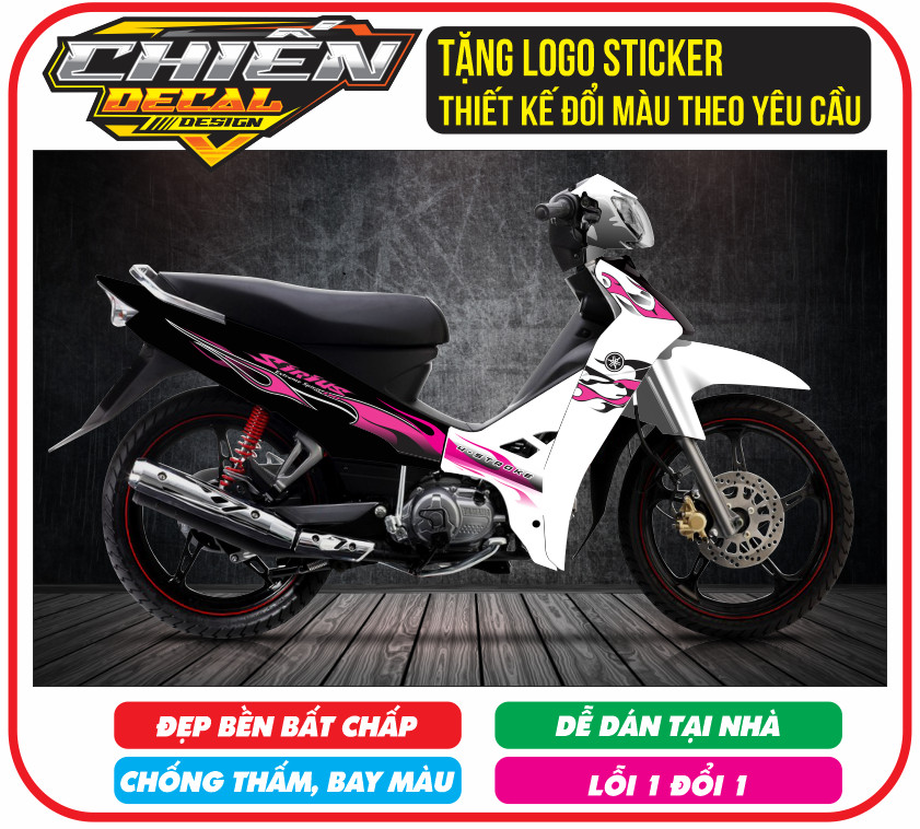 Tem lửa rời sirius rc đen trắng hồng, tem sirius lửa