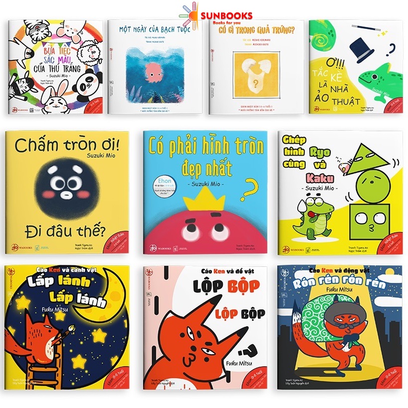 Sách ehon - combo 10 cuốn màu sắc, âm thanh, hình khối - ehon nhật bản cho bé từ 0-6 tuổi