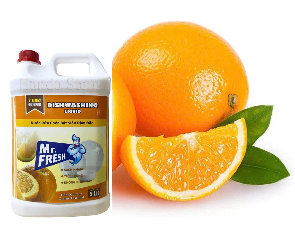  Nước rửa chén siêu đậm đặc Mr.Fresh 5L-công nghệ Hàn Quốc  hương Đào   Cam  