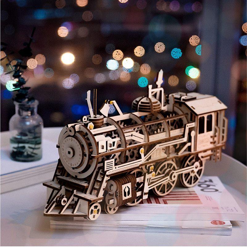 Mô hình lắp ráp gỗ 3D Cơ động học Đầu Máy Xe Lửa - Locomotive Robotime