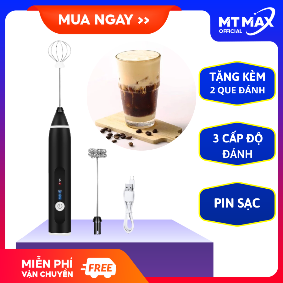 Máy đánh bông cà phê cầm tay pin sạc, Máy đánh cafe cầm tay mini thế hệ mới, Máy đánh bọt cafe, Máy đánh trứng cầm tay