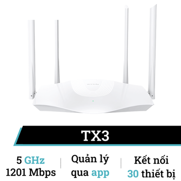Chính hãng Router Wi-Fi 6 Gigabit Tenda TX3 băng tần kép AX1800 - KBVISION