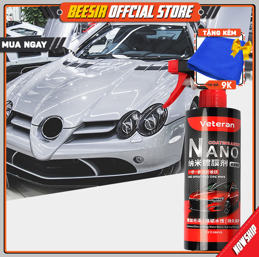 Bình Xịt Dung Dịch Nano Phủ Bóng Sơn Xe Ô Tô Chống Thấm Nước Cao Cấp VETERAN 500ml