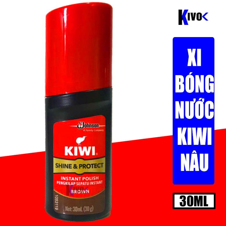 Si đánh giày màu nâu dạng nước kiwi 30ml - đánh bóng giày da lau giày
